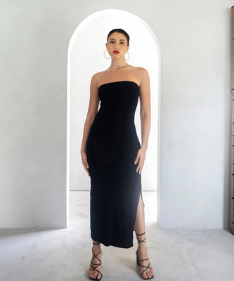 COLOR CAPITAL Women Bodycon Black Maxi/Full Length Dress