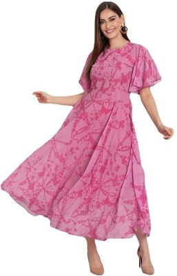 Balar Fashion Women Fit and Flare Pink Dress