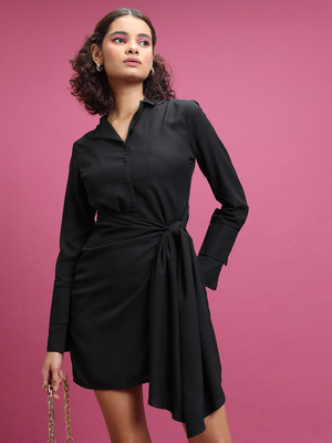 Tokyo Talkies Women Shirt Black Above Knee/Mid Thigh Length Dress