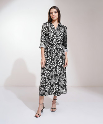 Tokyo Talkies Women Shirt Black Midi/Calf Length Dress