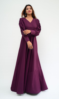 diyaz Women Gown Purple Maxi/Full Length Dress