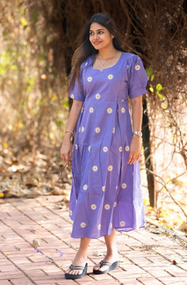 CHARVI FASHION Women A-line Purple Above Knee/Mid Thigh Length Dress