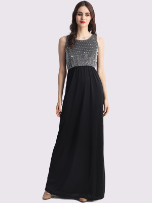 EastBay Women A-line Black Maxi/Full Length Dress