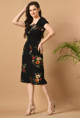 Lyublyu Women Bodycon Multicolor Knee Length Dress