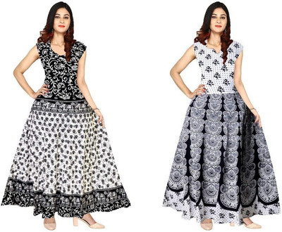 RADHA RANI COLLECTION Women A-line Multicolor Maxi/Full Length Dress