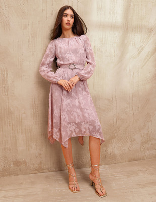 U.S. POLO ASSN. Women A-line Pink Midi/Calf Length Dress
