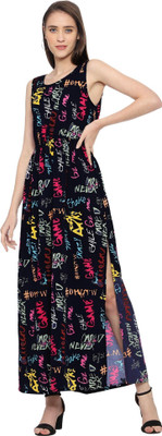 ROARERSS Women Maxi Black Full Length Dress