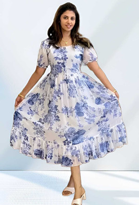 HouseOfCommon Women A-line Multicolor Maxi/Full Length Dress