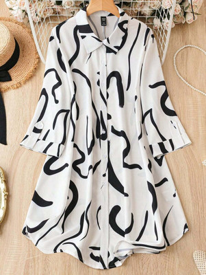 Honky Tonky Women Shirt White, Black Mini/Short Dress