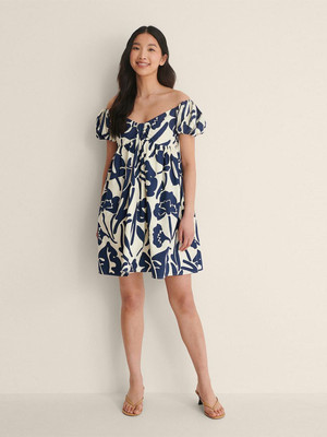 Roadster Women A-line Grey, Beige Knee Length Dress