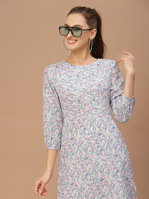 KASSUALLY Women A-line Purple Above Knee/Mid Thigh Length Dress
