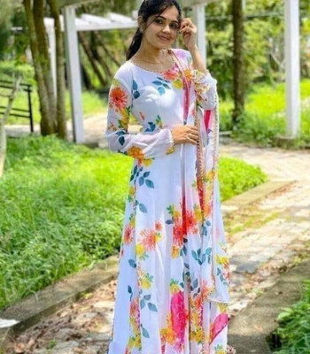 HouseOfCommon Women Fit and Flare White Maxi/Full Length Dress