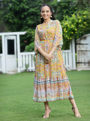 Juniper Women Tiered Multicolor Midi/Calf Length Dress