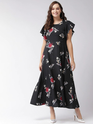 Moda Rapido Women A-line Black Maxi/Full Length Dress