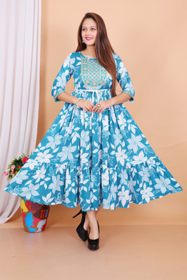 Safir Dresses Women A-line Blue Ankle Length Dress