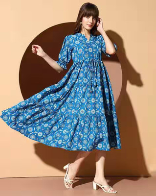 FabFinds Women A-line Blue Maxi/Full Length Dress