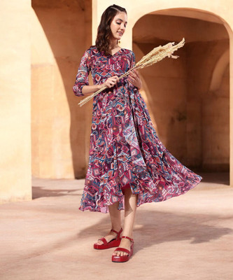 Miss Chase Women Maxi Multicolor Below Knee Dress