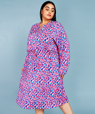Aatmik Curves Women Fit and Flare Multicolor Midi/Calf Length Dress