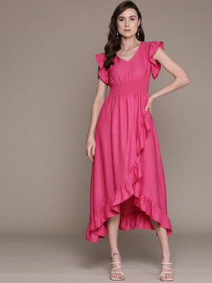 Moda Rapido Women A-line Pink Midi/Calf Length Dress