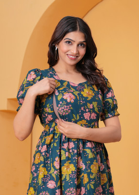 Bugli Women Fit and Flare Multicolor Below Knee Dress