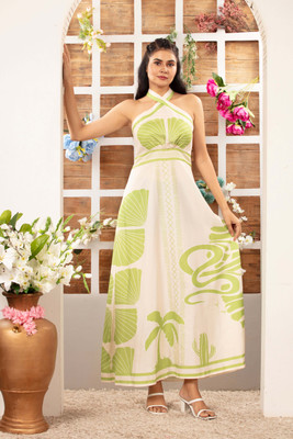 Gul West Women Maxi Green Full Length Dress