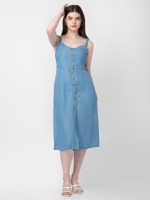 Spykar Women A-line Blue Dress