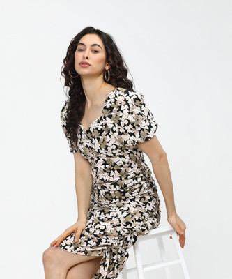 Tokyo Talkies Women Skater Multicolor Knee Length Dress