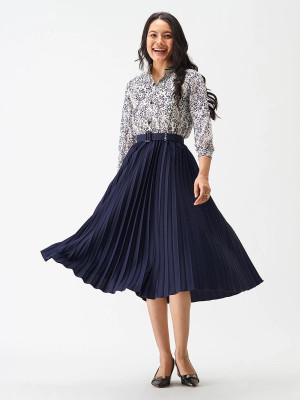 ZWERLON Women A-line Multicolor Midi/Calf Length Dress