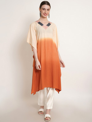 METRONAUT Women Kaftan Orange Midi/Calf Length Dress