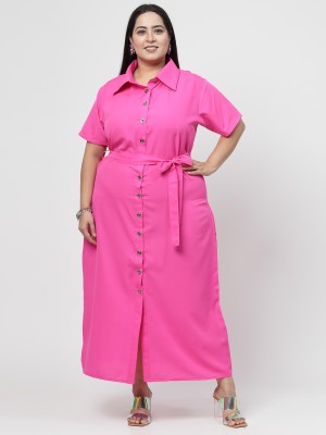 Flambeur Women Maxi Pink Dress