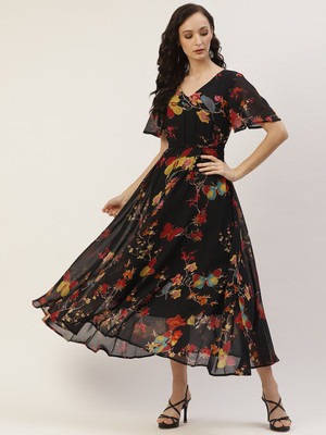 Dressberry Women A-line Black Maxi/Full Length Dress