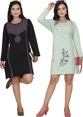 JUST LOVE Women A-line Black, Light Green Above Knee/Mid Thigh Length Dress