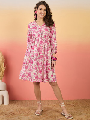 Sangria Women Fit and Flare Pink Midi/Calf Length Dress