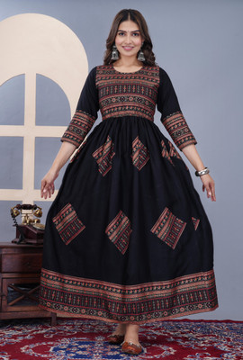 Daevish Women Fit and Flare Multicolor Ankle Length Dress