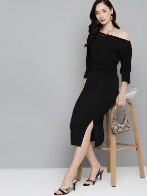 Fashion Point Women Sheath Black Dress