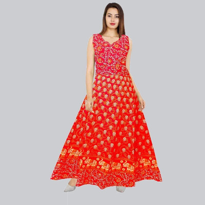 KRISMARTELITE Women A-line Red Maxi/Full Length Dress