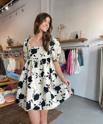 Fashion2wear Women Skater White Mini/Short Dress