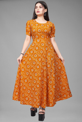 OZEX Women A-line Multicolor Maxi/Full Length Dress