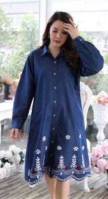 SHRI NS EXPORT Women A-line Dark Blue Dress