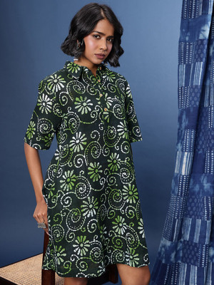 Taavi Women A-line Green Midi/Calf Length Dress