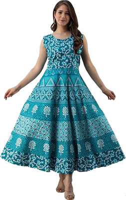 DADUDAYAL EXPORT Women Gown Blue Midi/Calf Length Dress