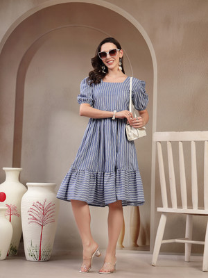 Moda Rapido Women Asymmetric Multicolor Midi/Calf Length Dress