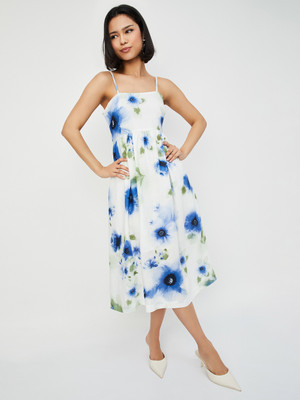 MAX Women A-line White Midi/Calf Length Dress
