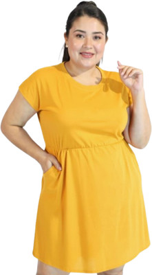 HM HUBB Women A-line Yellow Above Knee/Mid Thigh Length Dress