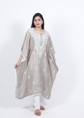 Chhangamal Chikan Industries Women Kaftan Grey Dress