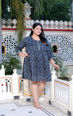 Swasti Women Ethnic Dress Blue Above Knee/Mid Thigh Length Dress