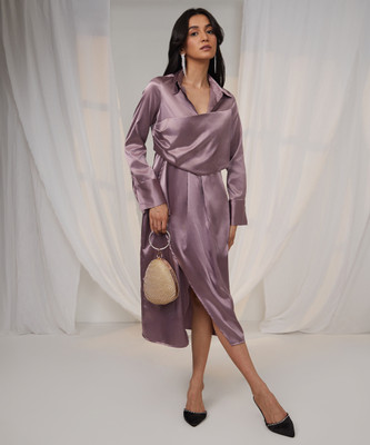 Pina Colada Women A-line Purple Midi/Calf Length Dress