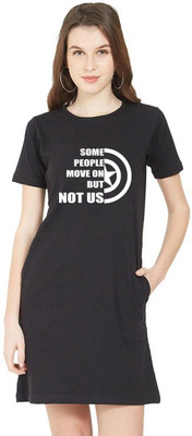 HouseOfCommon Women T Shirt Black Above Knee/Mid Thigh Length Dress