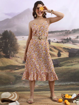 KETCH Women A-line Multicolor Below Knee Dress