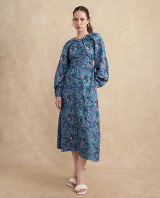 RAREISM Women A-line Blue Maxi/Full Length Dress